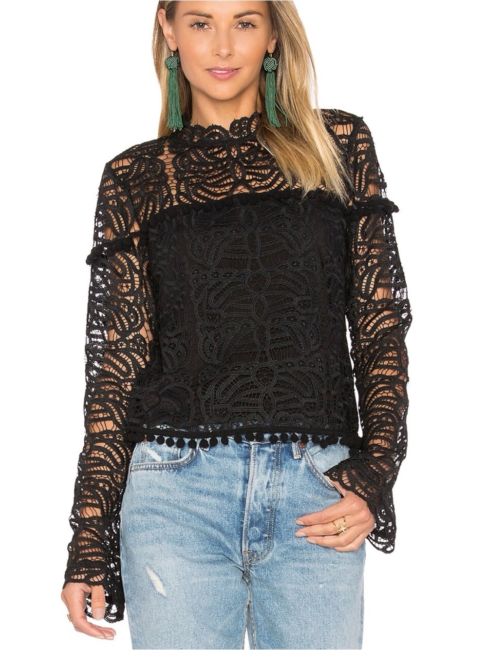 Tularosa Holly Lace Top in Onyx, Size XS